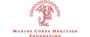 Red Marine Corps emblem and stars above "Marine Corps Heritage Foundation" in red text on a white background.