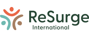 ReSurge International logo with three abstract human figures in orange, blue, and brown next to the organization’s name.