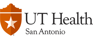 UT Health San Antonio logo with orange shield and white star to the left of the text.